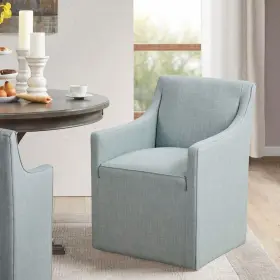 Mp108-1244 Madison Park Elaine Blue Dining Armchair With Casters