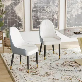 Cs-pp193583aak Magic Home Dining Chair 36.22 Inch Armless Low/solid Back Glam Foam In Gray/beige