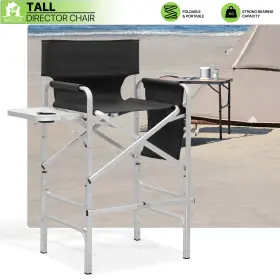 Mag-a65-fc-005-1p-bk Magshion 31 Inch Folding Director Chair Heavy Duty Camping Seat With Cup Holder Tray Side Pocket