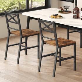 Mahancris Tbhr1001 Dining Chair Set Of 2 Rustic Wooden Kitchen Chairs With Backrest Farmhouse