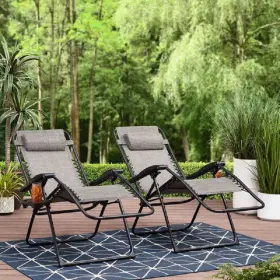 Mainstays 195925382963 Outdoor Zero Gravity Chair Lounger 2 Pack Grey