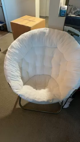 Mainstays 784857676273 Faux Fur Saucer Chair White