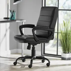 Ms98-060-099-01 Mainstays Bonded Leather Mid-back Managers Office Chair Black