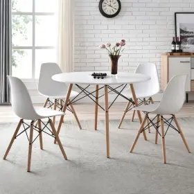 Z005.2317-mp Mainstays Mid-century Modern Dining Chair Set Of 4 White And Beech Color Chairs