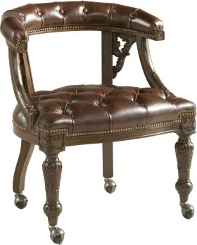 8106-43 Maitland-smith Napoleon Brown Game Chair With Briarwood Leather