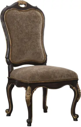 88-0145 Maitland-smith Traditional Mahogany Aria Side Chair With Gold Accents