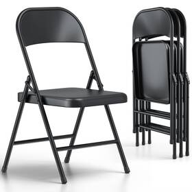 Make Changes 765429218596 4 Pack Folding Chairs Indoor Outdoor Foldable Chair Sturdy Metal Por