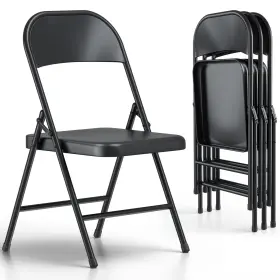 Make Changes 765429218596 4 Pack Folding Chairs Indoor Outdoor Foldable Chair Sturdy Metal Por