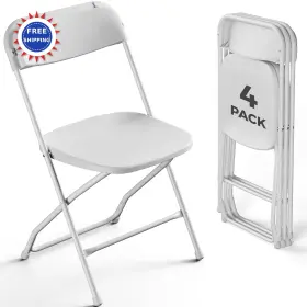 Make Changes 768845672409 Folding Chairs 4 Pack 350 Lb Capacity Heavy Duty Foldable Plastic