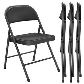 Make Changes 773774635630 Folding Chair 4 Pack Comfy Pu Leather Padded Chairs For Outside And