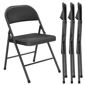 Make Changes 773774635630 Folding Chair 4 Pack Comfy Pu Leather Padded Chairs For Outside And