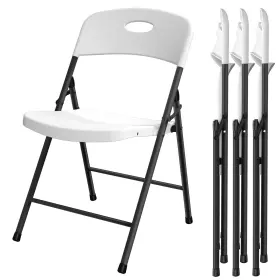Make Changes 773774635654 Folding Chair 4 Pack Outdoor Plastic Sturdy Metal White