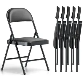Jpzhy-6p-bk-ava Make Changes Folding Chairs 6 Pack Pu Leather Padded For Outside And Indoo