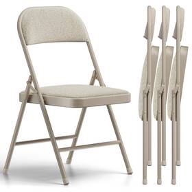 Make Changes Sc-yn-bm-4p-kai 4 Pack Folding Chairs Fabric Padded Dining With
