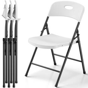 Make Changes Zm-zsy-4pwh-02 Plastic Folding Chair 4 Pack Outdoor Sturdy Metal White Chairs For O