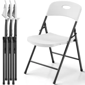 Zm-zsy-4pwh-02 Make Changes Plastic Folding Chair 4 Pack Outdoor Sturdy Metal White Chairs For O