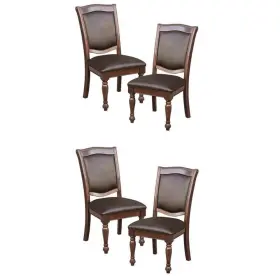 Maklaine 198508432543 Set Of 4 Wood Dining Room Side Chairs In Brown Cherry