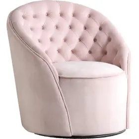 M-4960-1979332 Maklaine 18 Inch Contemporary Upholstered Tufted Velvet Swivel Accent Chair In Pink