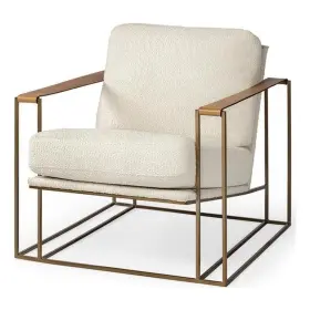 M-4960-2020263 Maklaine Contemporary Cream Fabric Wrap Gold Metal Frame Accent Chair
