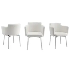 M-4960-2192368 Maklaine 18 Inch Modern Faux Leather Swivel Dining Chair In White