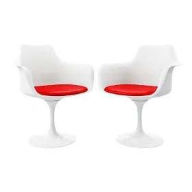 M-4960-2219310 Maklaine 18 Inches Mid-century Plastic And Metal Armchairs In Red Set Of 2