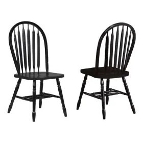 M-4960-2397427 Maklaine Arrowback Windsor Dining Side Chair Black/cherry Solid Wood Set Of 2