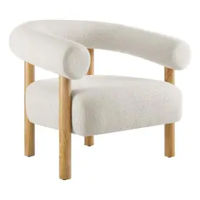 M-4960-2797771 Maklaine Upholstered Modern Fabric Armchair In Ivory And Natural