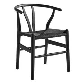 Maklaine M-4960-2898851 Contemporary Elm Wood Dining Chair In Black