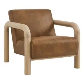 M-4960-2947869 Maklaine Contemporary Vegan Leather Accent Chair In Canyon Oak