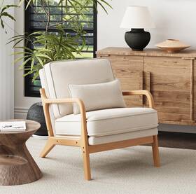 Malol 607608319321 Mid-century Accent Chair With Solid Wood Frame Reading Relaxing Armchair Lum