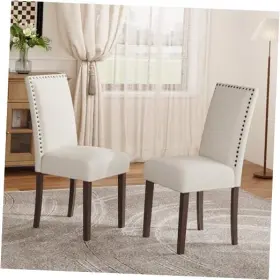 Dcw29 Malol Velvet Dining Chairs Upholstered Kitchen With Thick Set Of 2 Beige