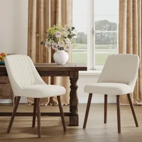 Vc-dcw21-be-fb Malol Upholstered Dining Chairs Set Of 2 Modern Fabric Kitchen With Back W