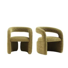 Manhattan Comfort 2-ac068-og Corvette Dining Chairs With Solid Wood Base In Olive Green - Set Of 2