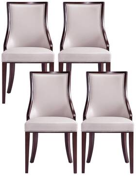 Manhattan Comfort 2-dc048-lg Grand Light Gray Faux Leather Dining Armchairs Set Of 4