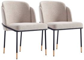 Manhattan Comfort 2-dc052-wt Flor Wheat Fabric Dining Chairs Set Of 2