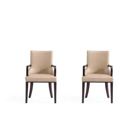 2-dc055ar-tn Manhattan Comfort Shubert Modern Tan Faux Leather And Velvet Upholstered Dining