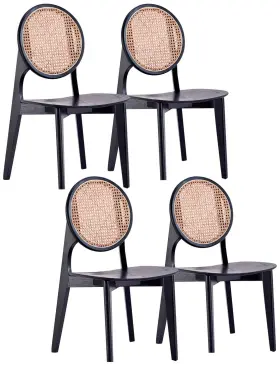 2-dcca11-bk Manhattan Comfort Versailles Black Wood Natural Cane Dining Chairs Set Of 4