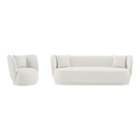 5877506 Manhattan Comfort Contemporary Siri Sofa And Accent Chair Set Cream Primary
