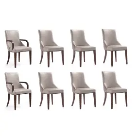 5884992 Manhattan Comfort Shubert 8 Piece Modern Upholstered Chair Set Grey Primary