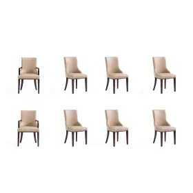 5885400 Manhattan Comfort Shubert 8 Piece Modern Upholstered Chair Set Tan Primary