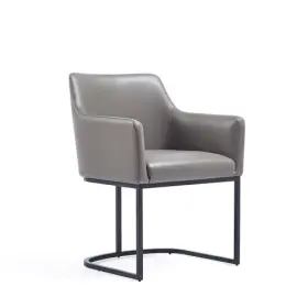 Manhattan Comfort 810125800177 Serena Modern Faux Leather Dining Chair With Arms Leathere