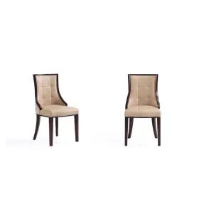 Dc008-tn Manhattan Comfort Fifth Avenue Tan Faux Leather And Velvet Upholstered Dining Of