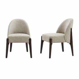 Manhattan Comfort Dc1542-1 Oslo Contemporary Modern Chenille Wood Side Chair In Taupe - Set Of 2