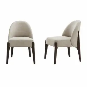 Dc1542-1 Manhattan Comfort Oslo Contemporary Modern Chenille Wood Side Chair In Taupe - Set Of 2