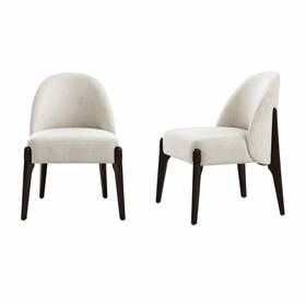 Manhattan Comfort Dc1542-2 Oslo Contemporary Modern Chenille Wood Side Chair In Cream - Set Of 2
