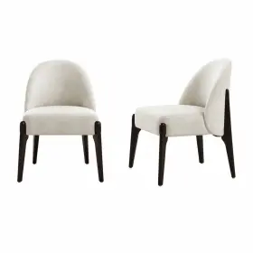 Dc1542-2 Manhattan Comfort Oslo Contemporary Modern Chenille Wood Side Chair In Cream - Set Of 2