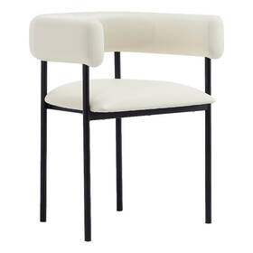 Manhattan Comfort Dc1608-1 Onda Contemporary Vegan Leather Metal Dining Chair In Ivory