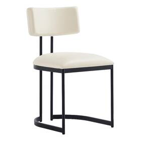 Manhattan Comfort Dc1609-1 Juno Contemporary Modern Vegan Leather Metal Side Chair In Cream