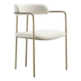 Manhattan Comfort Dc1882-cr Serene Mid-century Modern Metal Upholstered Dining Chair In Alabaster