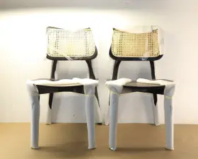 Dcca01-bk Manhattan Comfort Versailles Square Dining Chair Black And Natural Cane Set Of 2